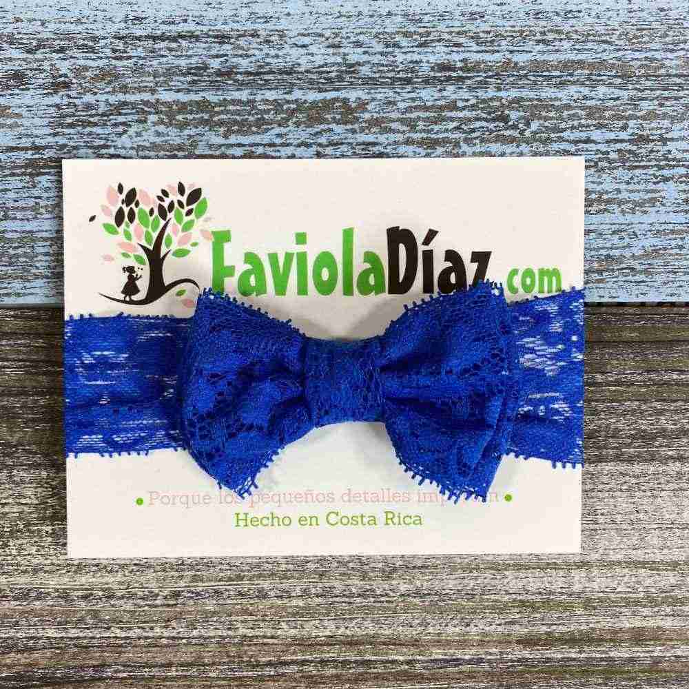 Vincha Azul Rey con Lazo de Encaje 1 Vincha Azul Rey con Lazo de Encaje