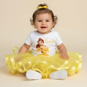 Set de Tutu y Mameluco Amarillo Alusivo a La Bella y la Bestia