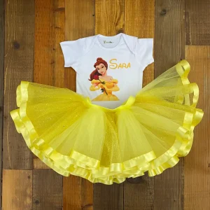 Set de Tutu y Mameluco Amarillo Alusivo a Bella
