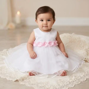 Vestido Blanco y Rosado Rebecca