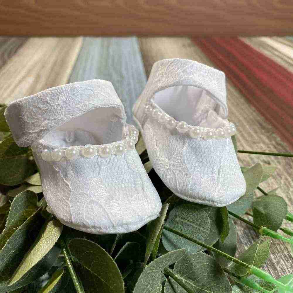 Zapatitos Blancos para Bautizo con Perlas Crystal 2 Zapatitos Blancos para Bautizo con Perlas Crystal - Imagen 2