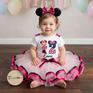 Set de Diadema, Tutu y Mameluco Fucsia de Minnie