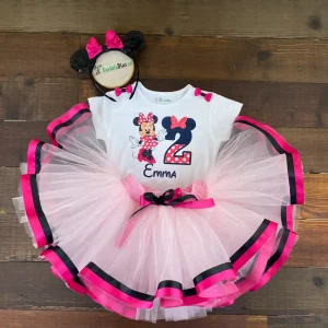 Set de Diadema, Tutu y Mameluco Fucsia de Minnie 2