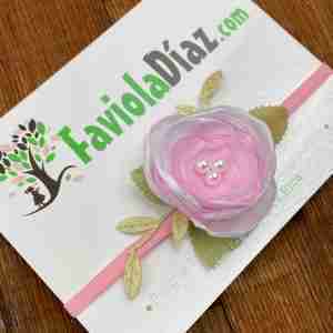 Vincha Blanca y Rosada con Flores Zuza