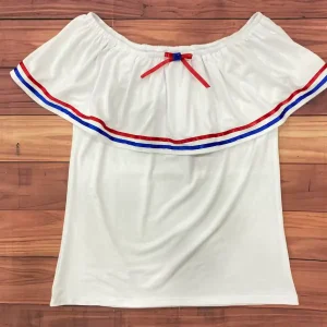 Blusa Adulto Típica Azul, Blanco y Rojo