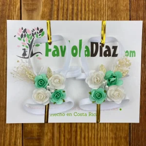 Sandalias Pie Descalzo Blancas con Flores Menta Berenice