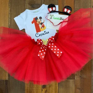 Set de Vincha, Tutu y Mameluco Rojo de Mickey