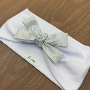 Vincha Blanca Turbante con Lazo Plateado Angelita 2
