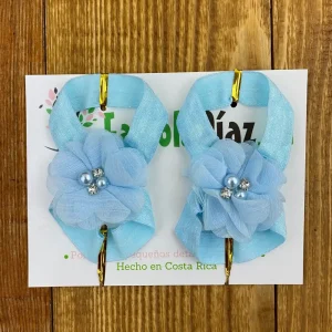 Sandalias Pie Descalzo Celestes con Flor Celeste