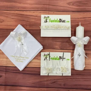 Set de Bautizo Blanco con Flores Berenice