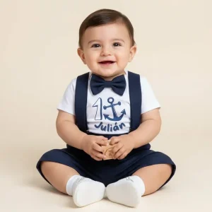 Set de Short Azul y Mameluco alusivo a Marinero
