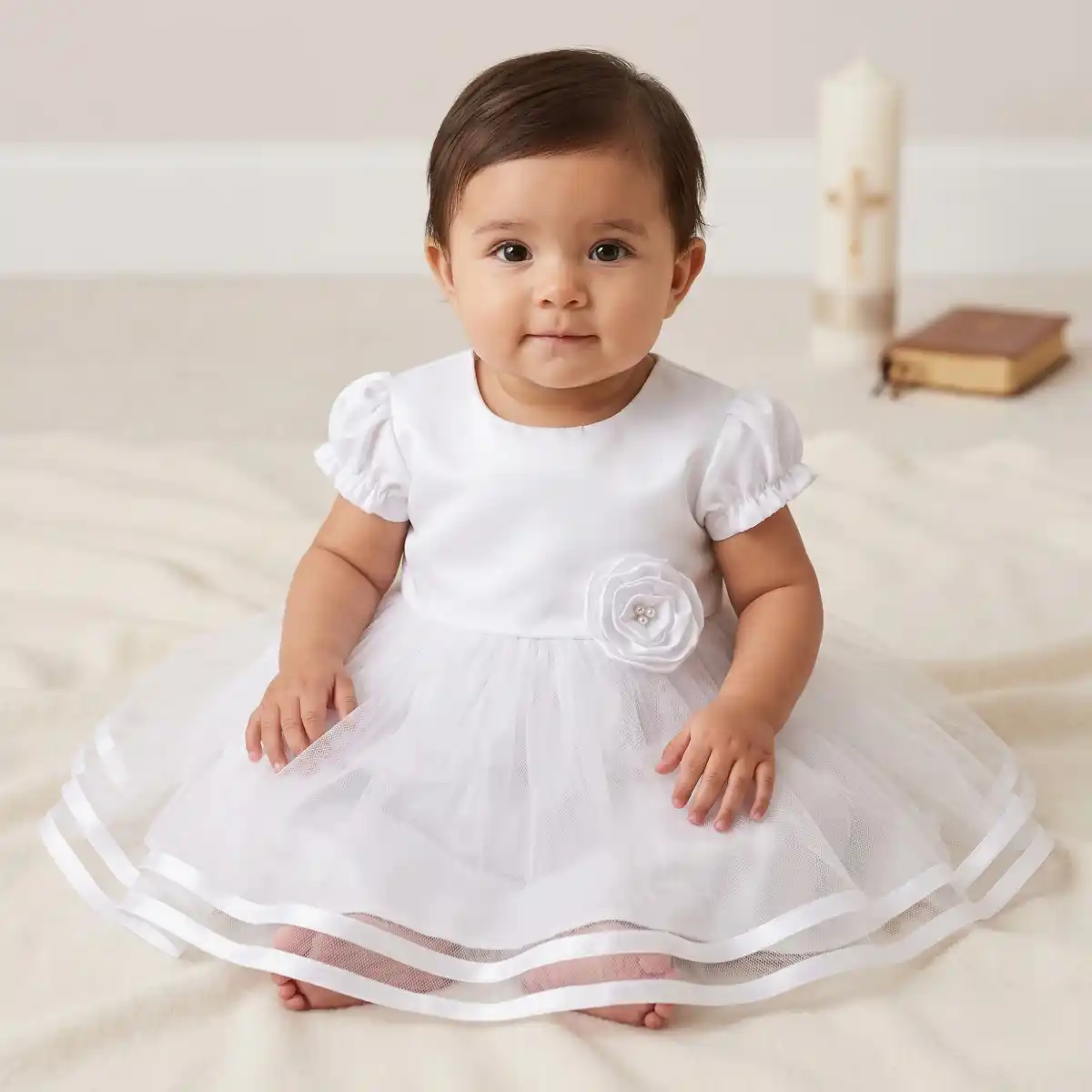 Vestido Blanco con Mangas Gardenia 1 Vestido Blanco con Mangas Gardenia
