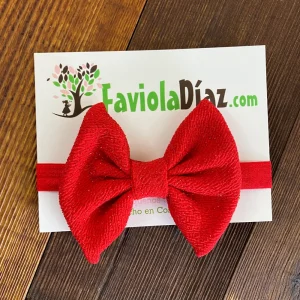 Vincha Roja con Lazo Escarchado