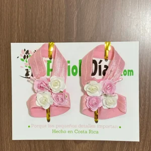 Sandalias Pie Descalzo Rosadas con Flores Blancas y Rosadas