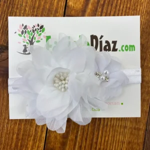 Vincha Blanca con Flores Geraldine