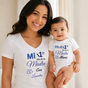 Set de Blusa y Mameluco Feliz Primer Día De La Madres Mami Azul