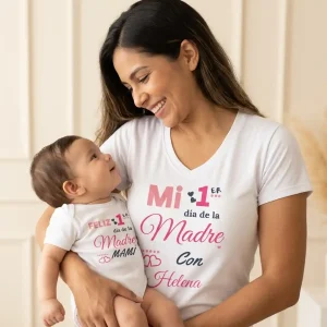 Set de Blusa y Mameluco Feliz Primer Día De La Madres Mami Rosado