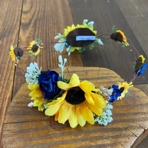 Corona Amarilla y Azul con Girasoles Evelyn 2