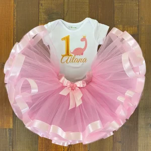 Set de Tutu Rosado y Mameluco de Dinosaurio