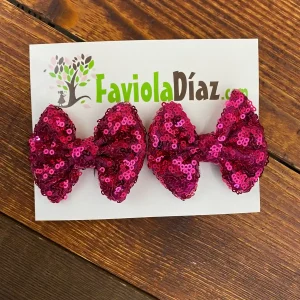 Prensas Fucsia con Lazo de Lentejuelas Alondra