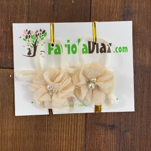 Sandalias Pie Descalzo Beige con Flor