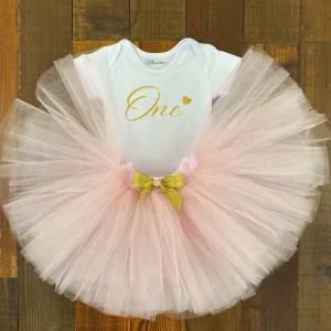 Set de Tutu Rosado y Mameluco con ONE