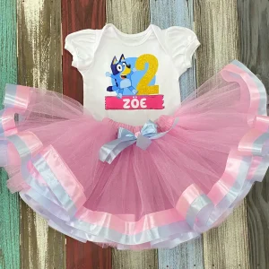 Set de Tutu y Mameluco con mangas bombachas alusivo a Bluey 2
