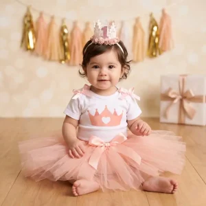 Set de Vincha Corona de Cumpleaños, Tutu y Mameluco