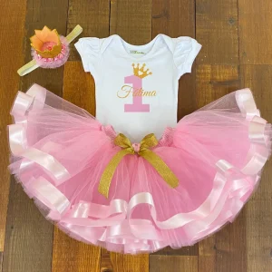 Set de Vincha Corona de Cumpleaños, Tutu y Mameluco con Número