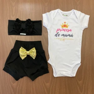 Set de Short Vincha y Mameluco Princesa de Mamá