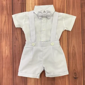 Conjunto de Bautizo Blanco para Niño con Short y Camisa Manga Corta Conjunto de Bautizo Blanco para Niño con Short y Camisa Manga Corta