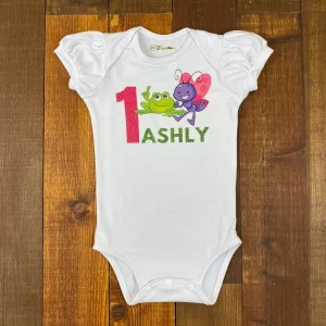 Set de Mameluco con mangas Bombachas y Short Fucsia de Lentejuelas de la Mariposita y El Sapo de la Gallina Pintadita