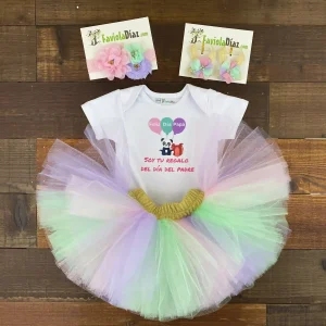 Set de Vincha, Sandalias, Tutu y Mameluco Soy Tu Regalo del Día del Padre