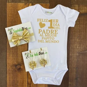 Mameluco- Feliz Primer Día Del Padre Al Mejor Papito Del Mundo Dorado
