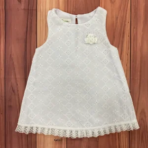Vestido Betania Blanco con Encaje y Flores Becca
