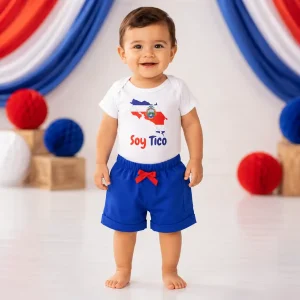Set de Mameluco y Short Harem Azul Soy Tico y Mapa