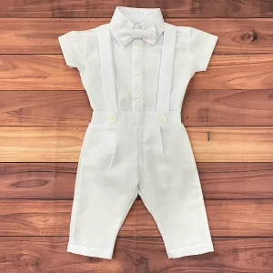 Conjunto de Bautizo Blanco para Niño con Pantalón y Camisa Manga Corta Conjunto de Bautizo Blanco para Niño con Pantalón y Camisa Manga Corta
