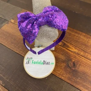 Diadema Morada con Lazo de Lentejuelas Alondra