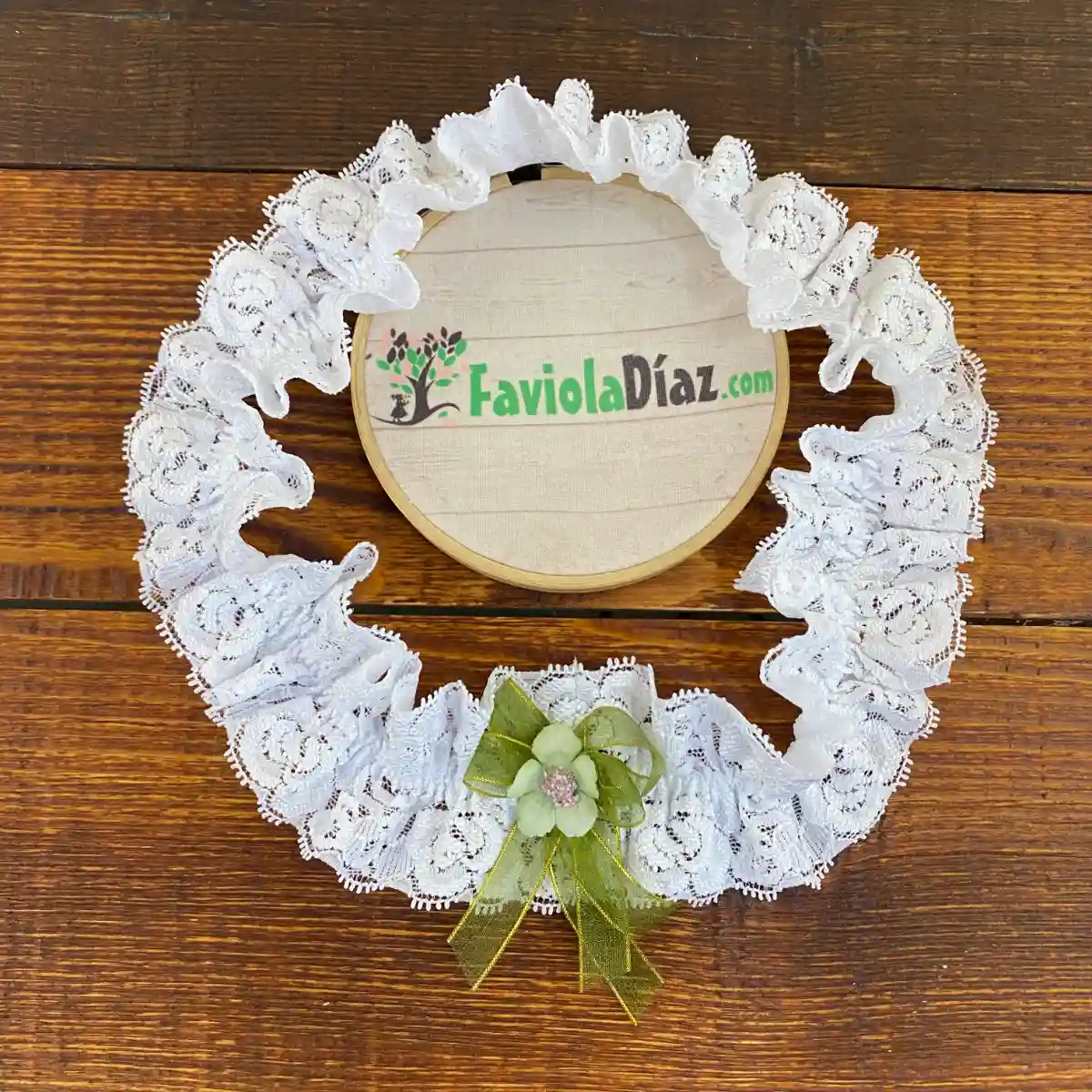 Liga para Novia Blanca con Lazo Verde 1 Liga para Novia Blanca con Lazo Verde