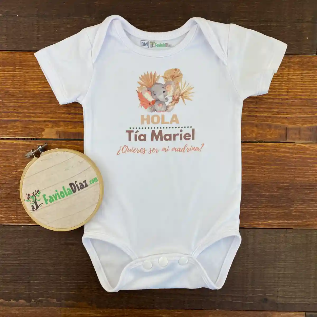 Mameluco: Hola Tía ¿Quieres ser mi Madrina? Elefante 1 Mameluco: Hola Tía ¿Quieres ser mi Madrina? Elefante