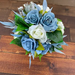Ramo de Novia Celeste Blanco Plateado y Verde