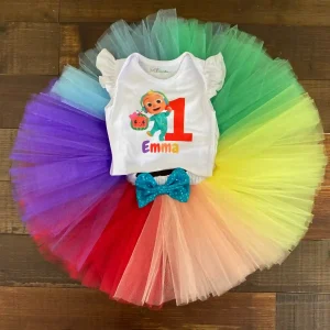 Set de Tutu y Mameluco con Mangas Aleteadas alusivo a Cocomelon