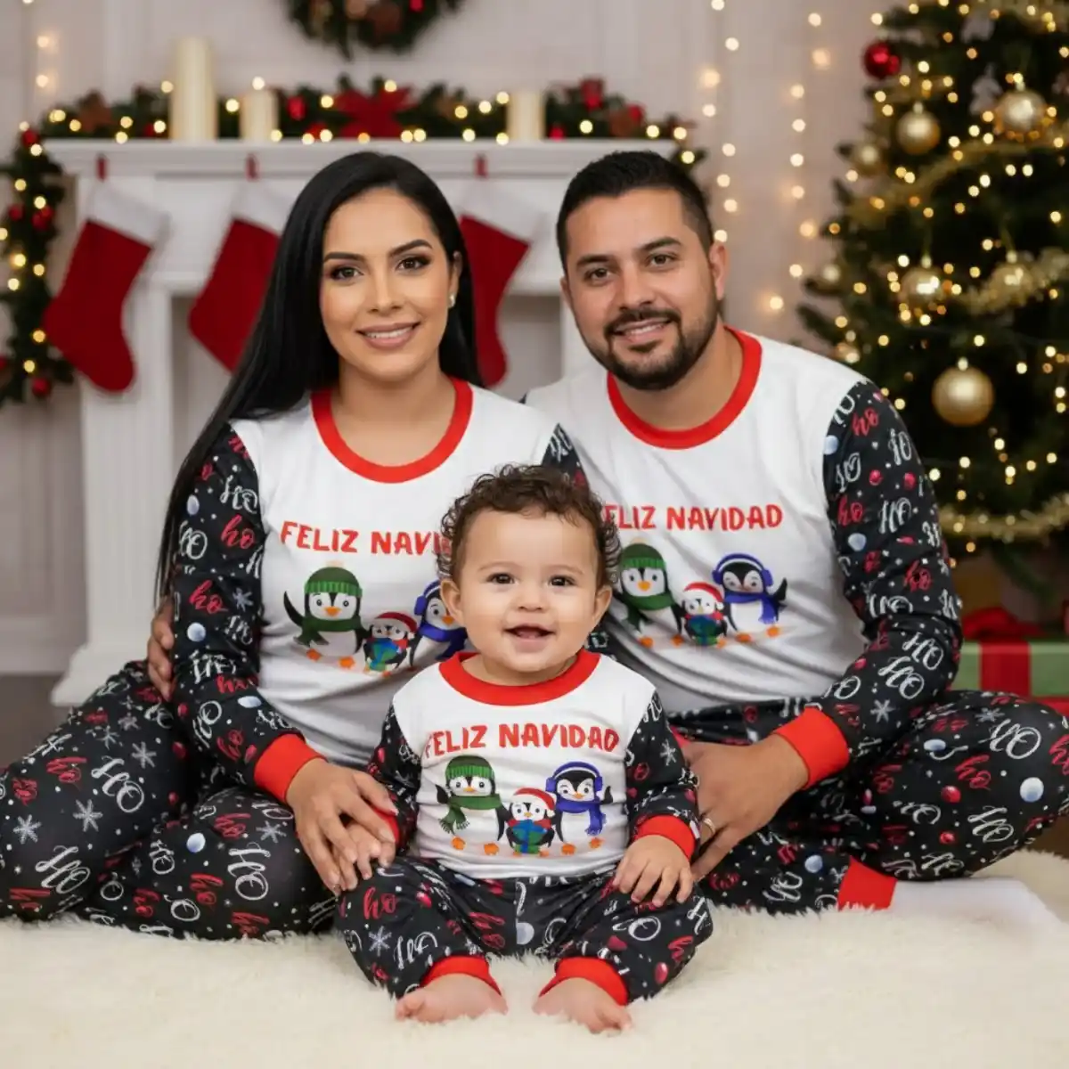 Pijama Navideña Ho Ho Ho Feliz Navidad con Pingüinos 1 Pijama Navideña Ho Ho Ho Feliz Navidad con Pingüinos