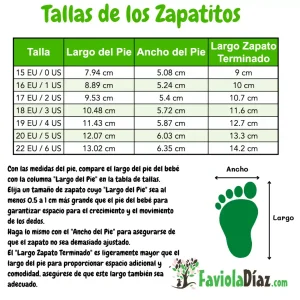 Tallas de los Zapatitos