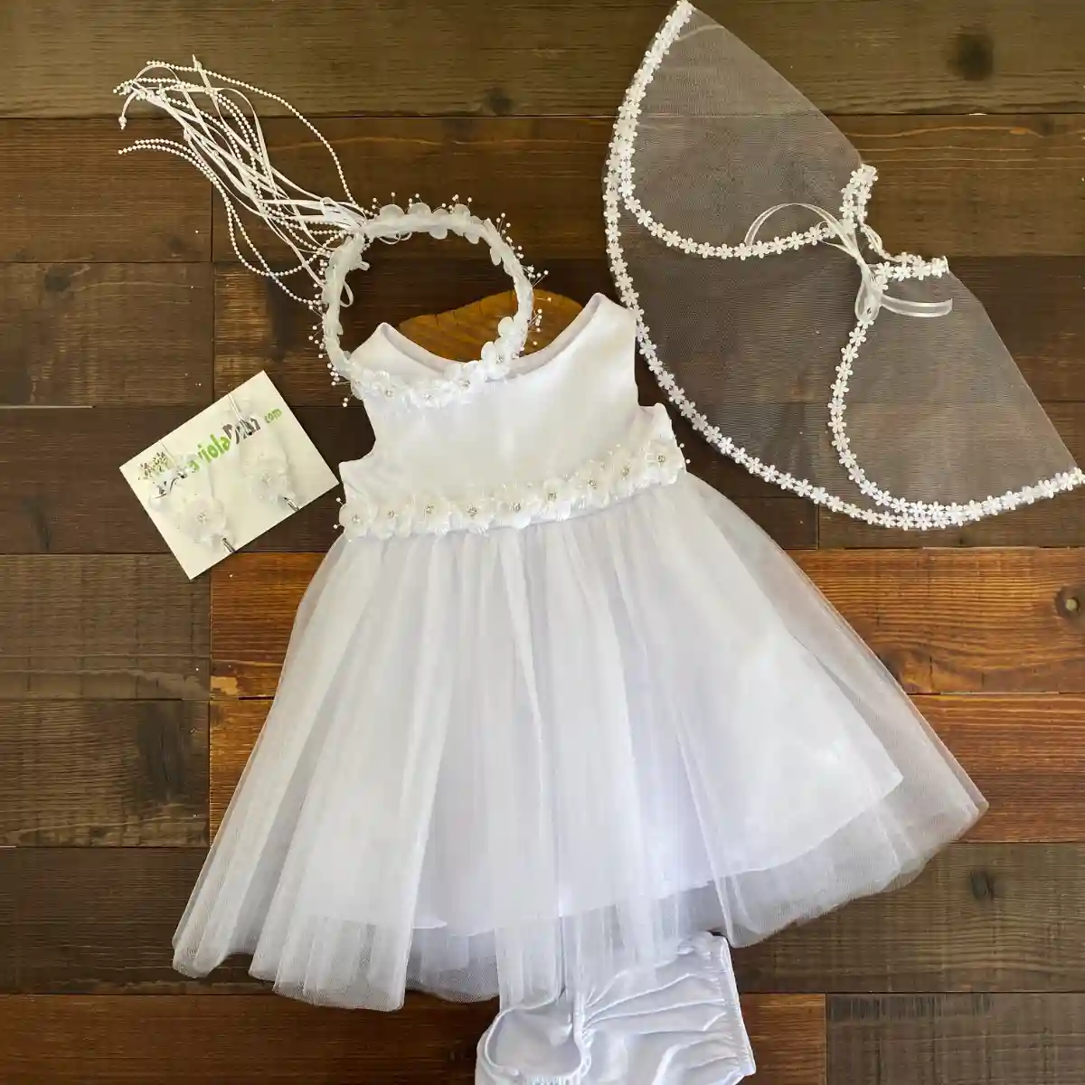 Vestido Blanco María con Flores Bernardette 2 Vestido Blanco María con Flores Bernardette - Imagen 2