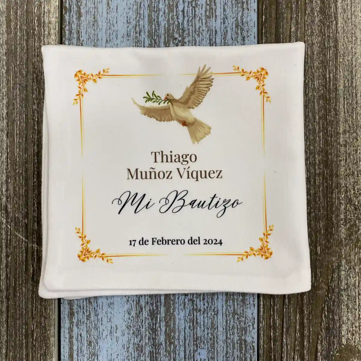 Paño Bautismal con Paloma y Mi Bautizo 1 Paño Bautismal con Paloma y Mi Bautizo