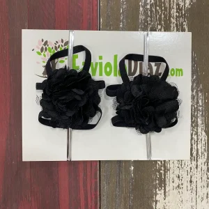 Sandalias Pie Descalzo Negras con Flor Brandy