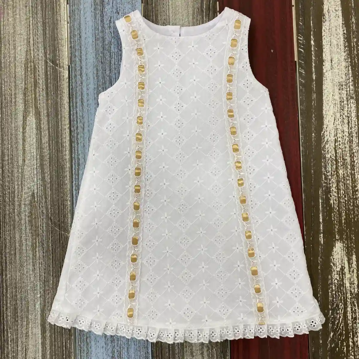 Vestido Betania Blanco con Beige 1 Vestido Betania Blanco con Beige