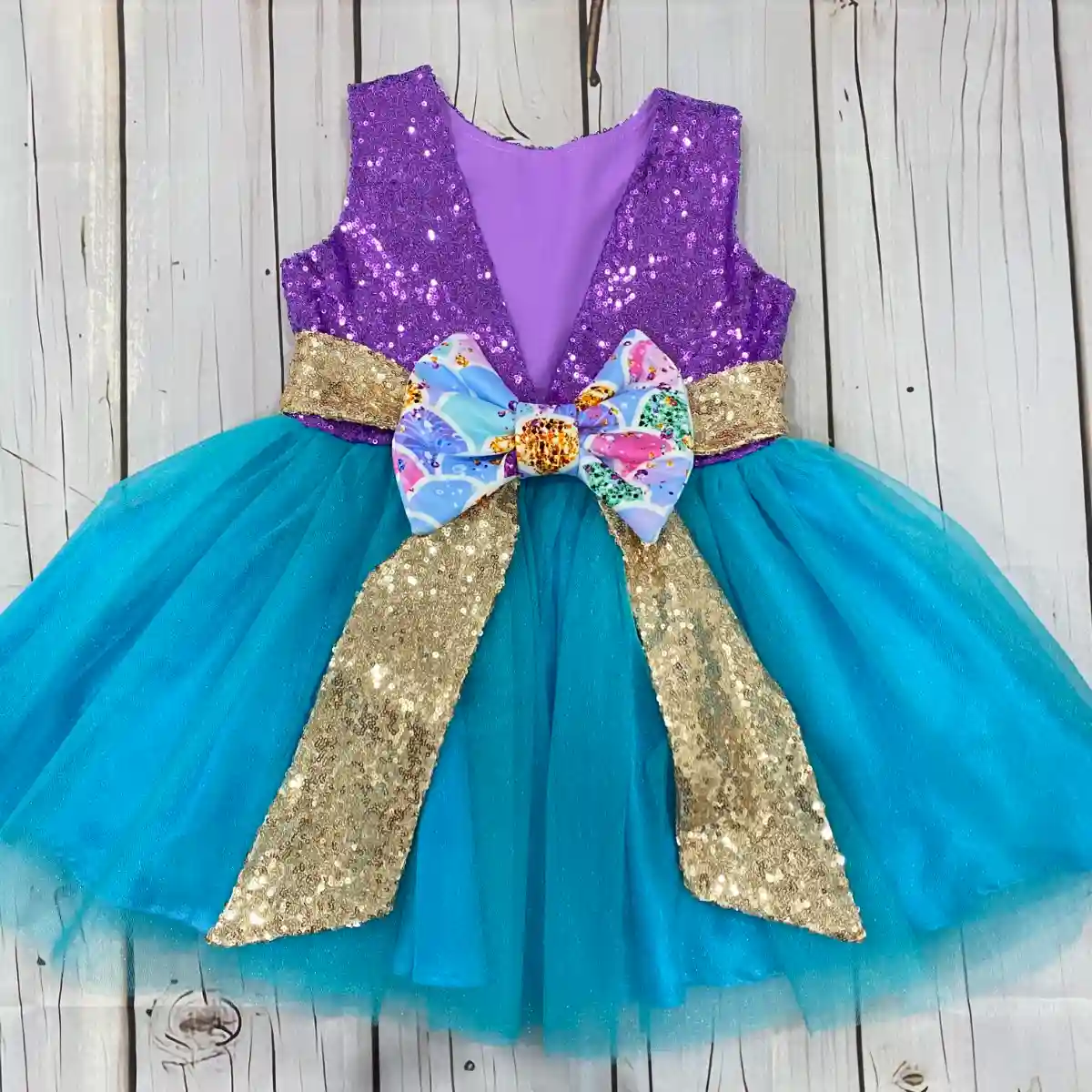 Vestido Morado y Turquesa con Lentejuelas 2 Vestido Morado y Turquesa con Lentejuelas - Imagen 2