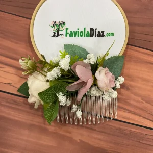 Peineta de Flores Palo Rosa Lila y Beige